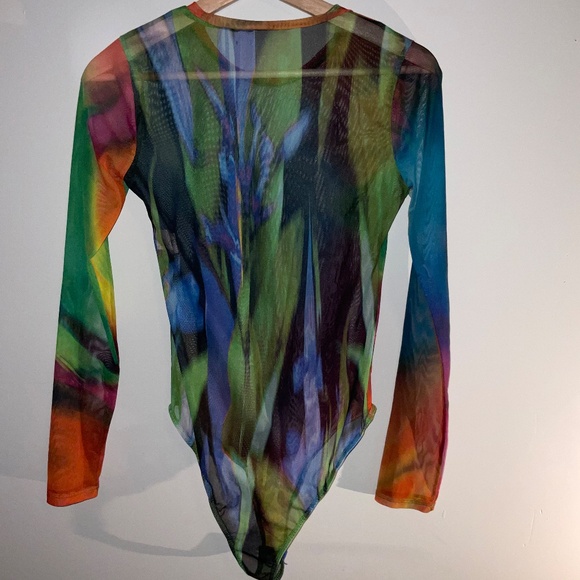 Zara Multicolor Mesh Bodysuit – Women’s Medium / M, Sheer Party Top - Picture 3 of 6
